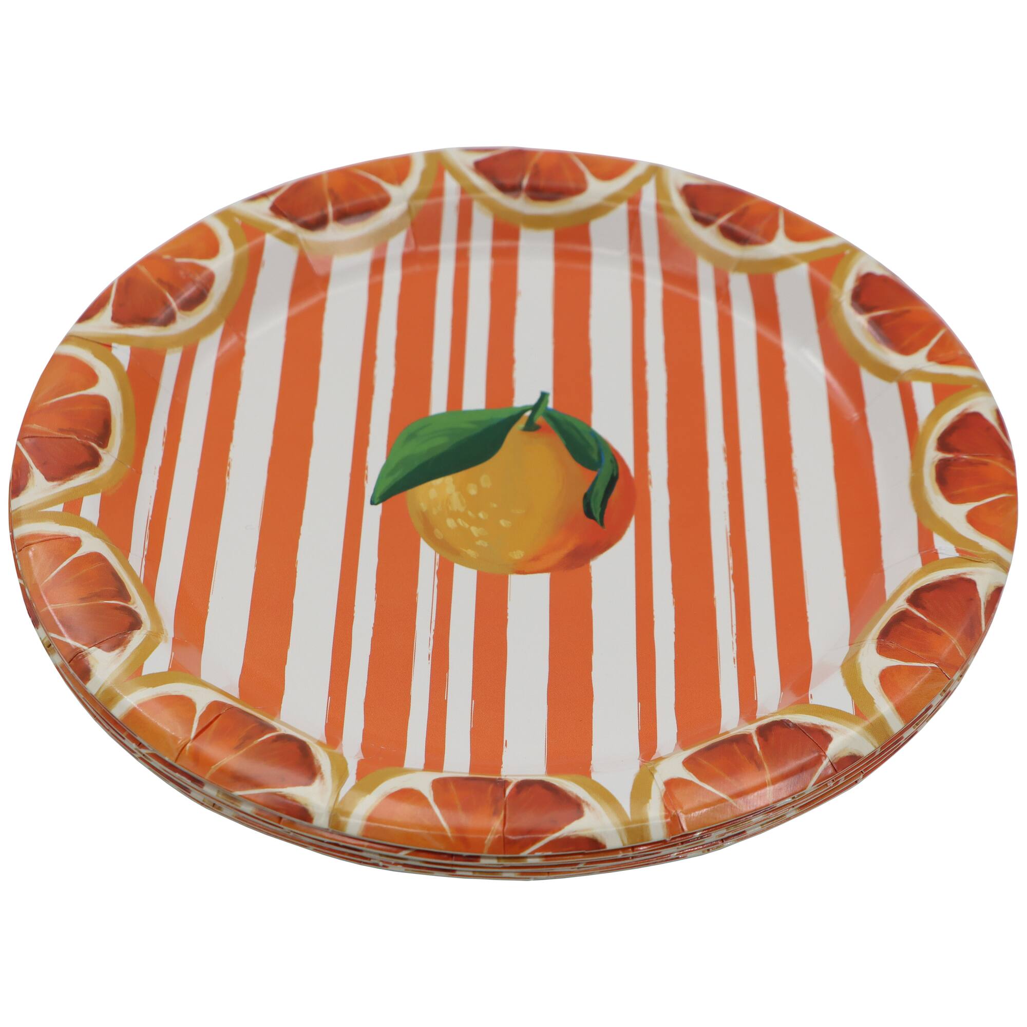 Citrus Kitchen 7" Orange Stripes Paper Snack Plates, 10ct. by Celebrate It™